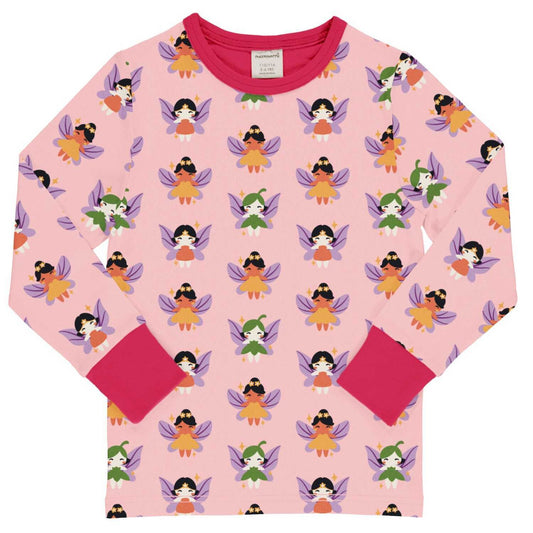 Vaikiški marškinėliai ilgomis rankovėmis, šviesiai rožiniai su fėjomis.